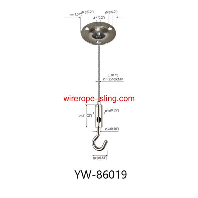 Brass Steel Three Holes Sospended Cable Lighting System with A Hook Gripper YW86019
