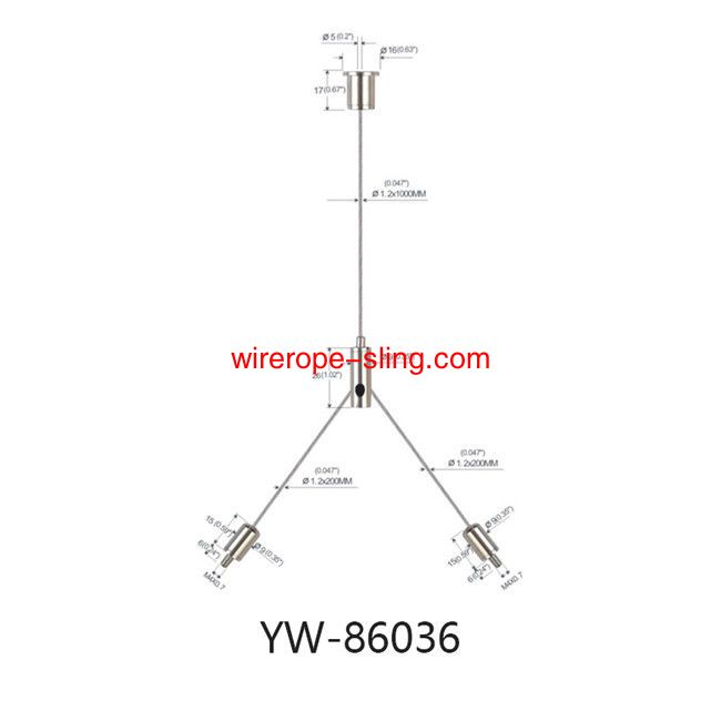 Y Fits Wire Rope Cable Hanging Kits Copper Nickel placcato per le lampade a pannello LED YW86035