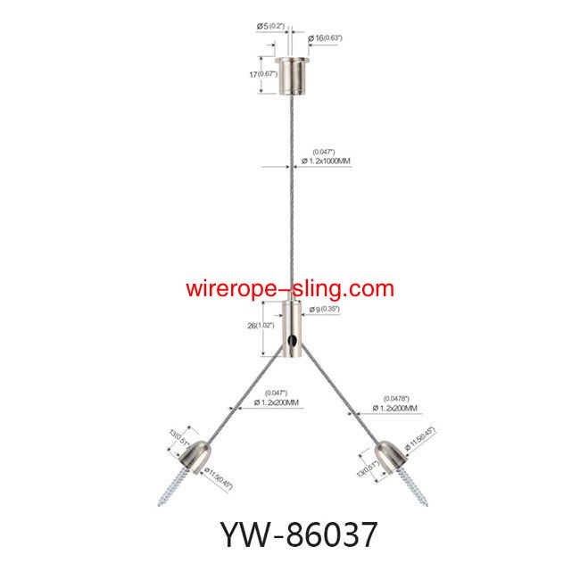 Y Fits Wire Rope Cable Hanging Kits Copper Nickel placcato per le lampade a pannello LED YW86035