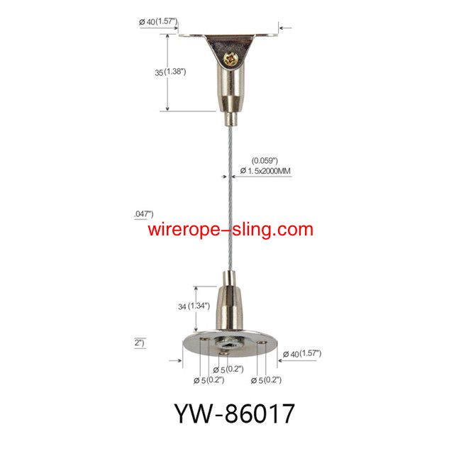 Wire Rope Hanging System Assembly with M5 Male Thread Use for Sling YW86015