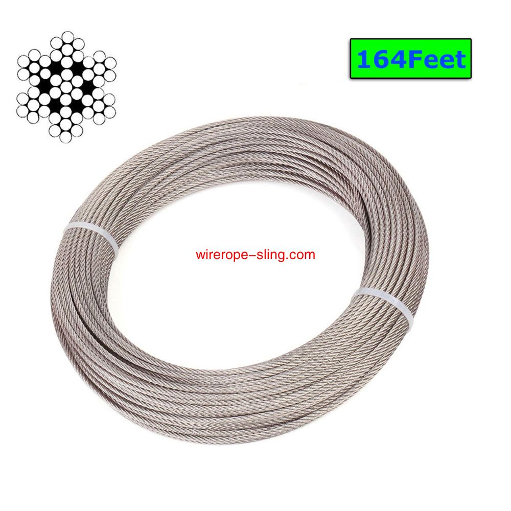 T316 Marine 3mm Acciaio Stainless Aircraft Wire Rope for Deck Cable Raising Kit,7x7 100/164 Feet